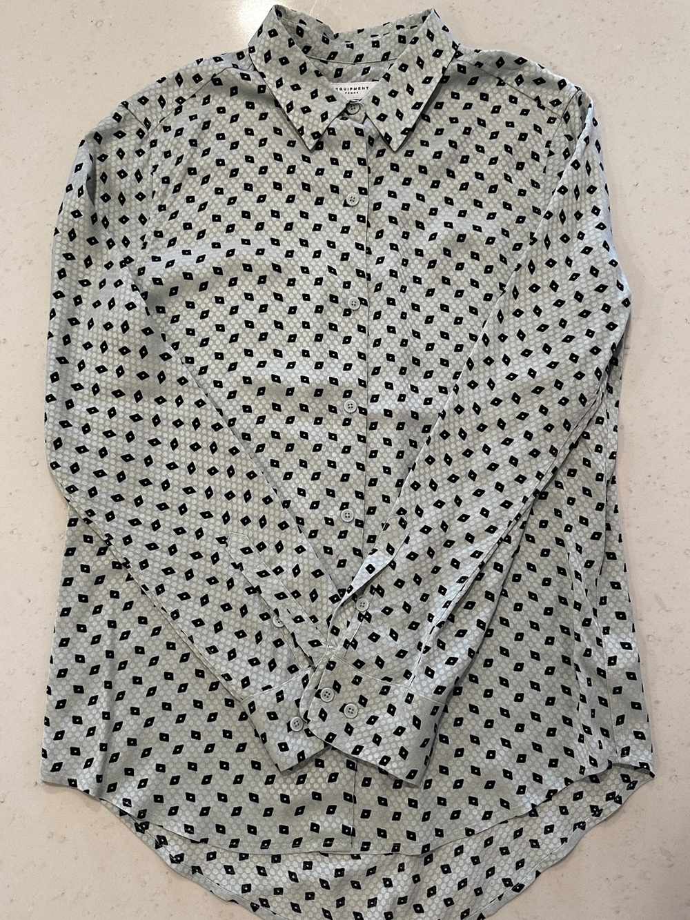 Equipment Blue and Black Button Down Blouse Size 6